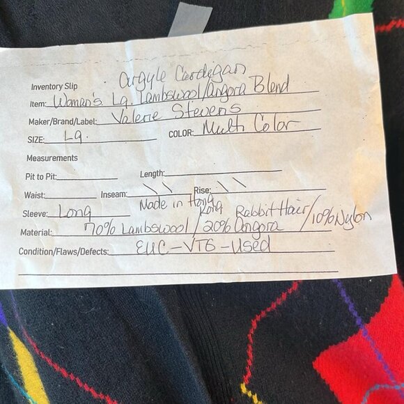 Valerie Stevens Angora Blend Argyle Pattern Women's SZ LG Cardigan 80s Mall Rat - Picture 2 of 8